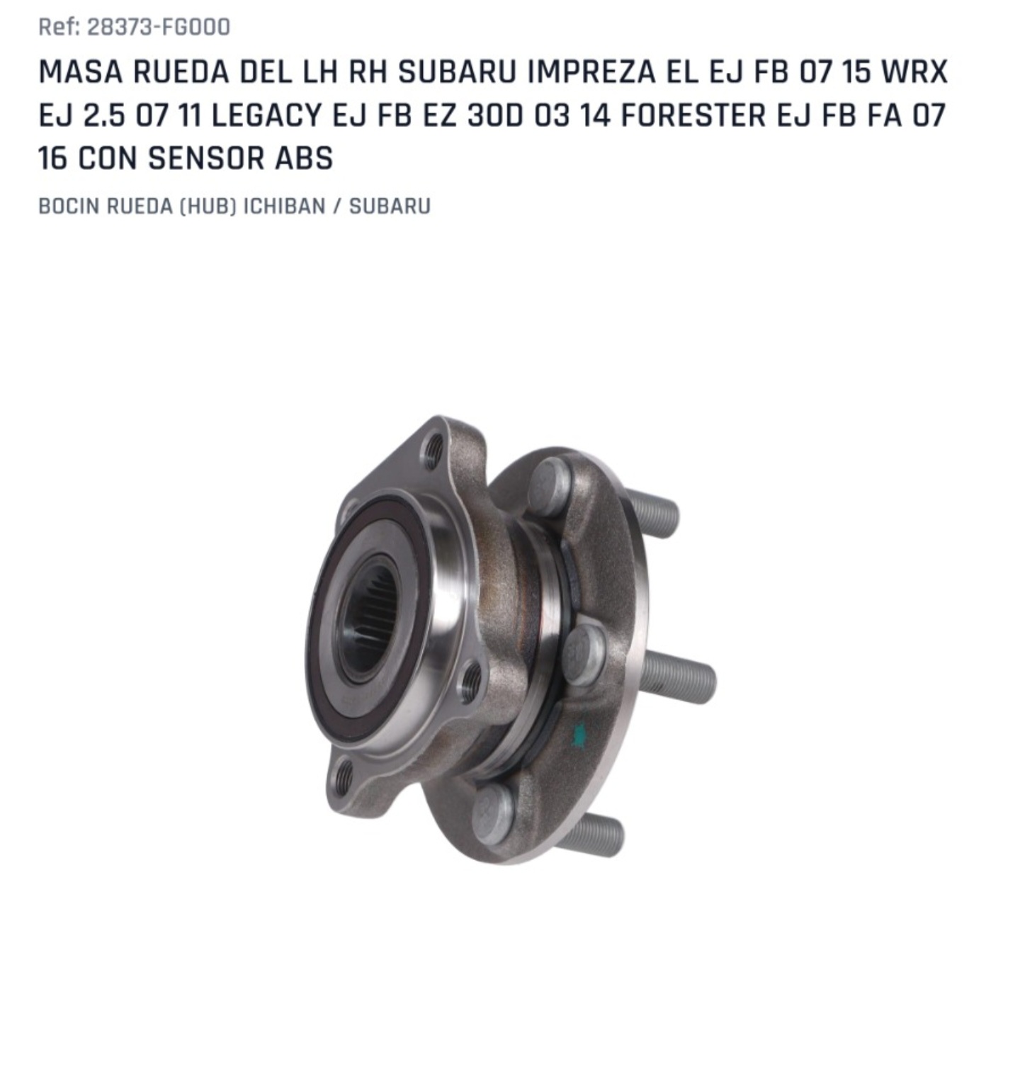RULEMAN DE MASA DELANTERA SUBARU-FORESTE-OUTBACK-LEGACY-IMPREZA